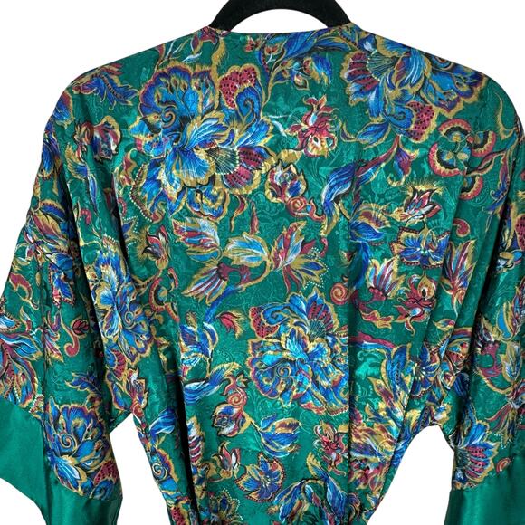 Vintage Victoria's Secret Robe Womens Small Gold Label Floral Satin Silky Kimono - Picture 6 of 6